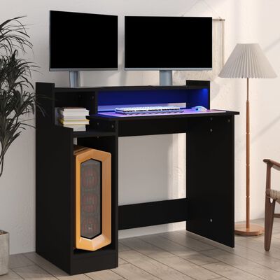 vidaXL Schreibtisch mit LEDs Schwarz 97x45x90 cm Holzwerkstoff