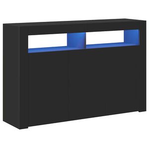 vidaXL Sideboard mit LED-Leuchten Schwarz 115,5x30x75 cm