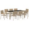 vidaXL Garten Essgruppe 9 Stk. Beige Poly-Rattan
