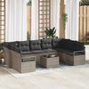 vidaXL Sofa Set mit Kissen 10 pcs Grau Poly-Rattan