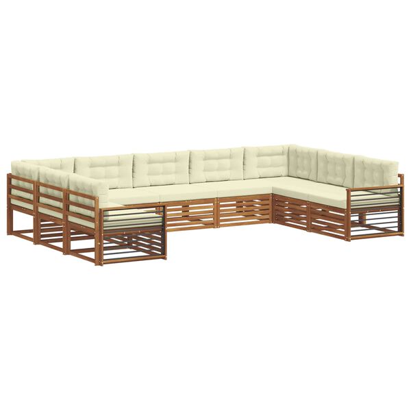 vidaXL Sofagarnituren 9 pcs Natur und Creme Massivholz Akazie