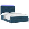vidaXL Ottoman-Bett mit Matratzen & LEDs Dunkelblau 140x200 cm Samt