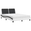 vidaXL Bett mit Matratze Zadar Wei&szlig; und Schwarz 140x200 cm Kunstleder