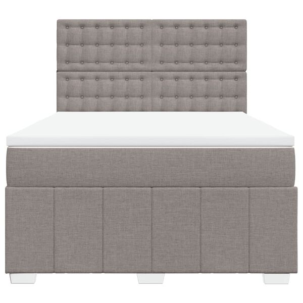 vidaXL Boxspringbett mit Matratze Taupe 140x200 cm Stoff