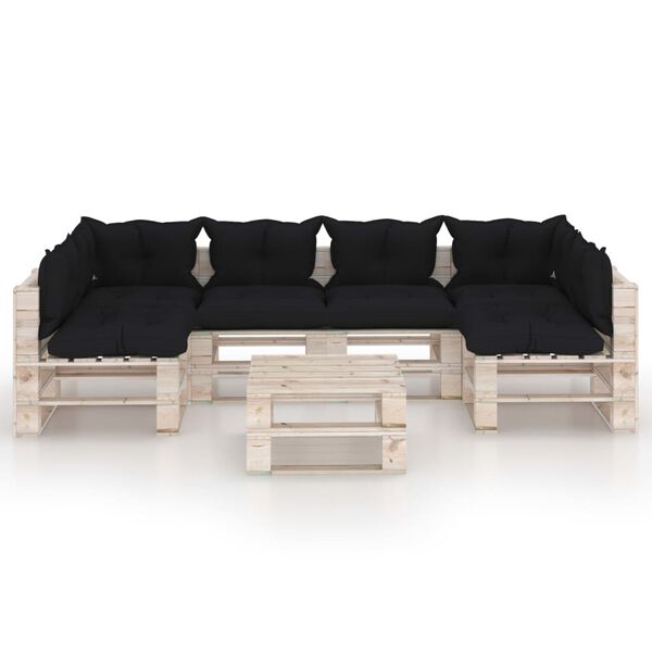 vidaXL 7-tlg. Garten-Lounge-Set aus Paletten mit Kissen Kiefernholz
