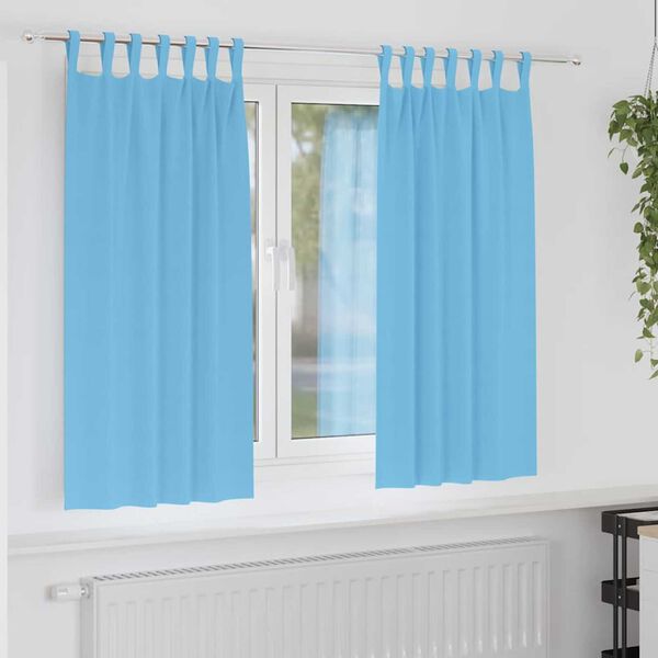 vidaXL Verdunkelungs-Vorh&auml;nge mit Ringen 2 pcs Himmelblau 175 x 140 cm