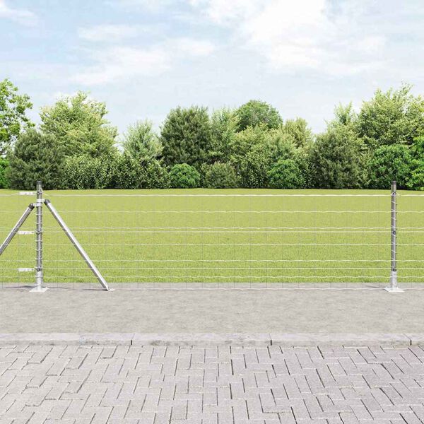 vidaXL Zaun mit Pfosten Silber 0,4 x 50 m Stahl