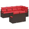 vidaXL Gartensofa-set 7 stk. Braun und Rot Poly-Rattan