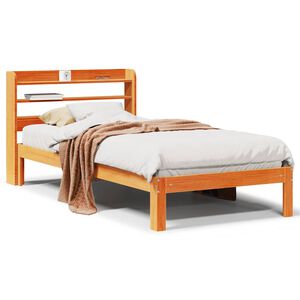 vidaXL Massivholzbett ohne Matratze Wachsbraun 75x190 cm Kiefernholz