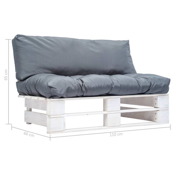 vidaXL Outdoor-Sofa Paletten mit Kissen in Grau Kiefernholz
