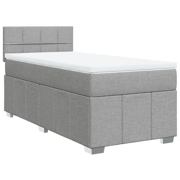 vidaXL Boxspringbett mit Matratze Hellgrau 80x200 cm Stoff