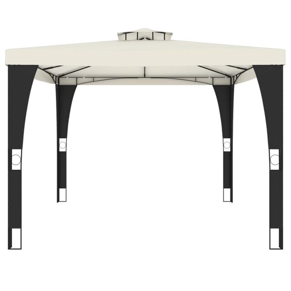 vidaXL Pavillon mit Doppeldach Creme 3,98x2,98 m Stahl