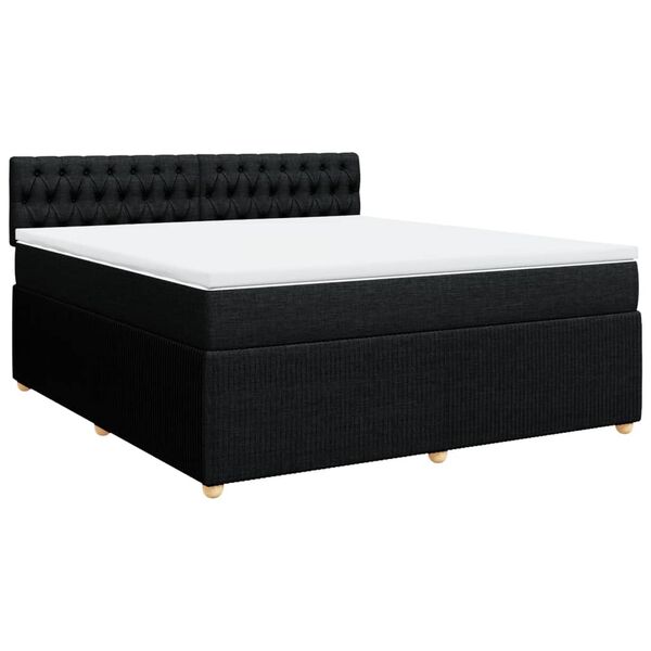 vidaXL Boxspringbett mit Matratze Schwarz 180x200 cm Stoff