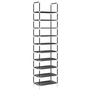 vidaXL Schuhregal 10-st&ouml;ckig Schwarz 44x28x180 cm Vliesstoff