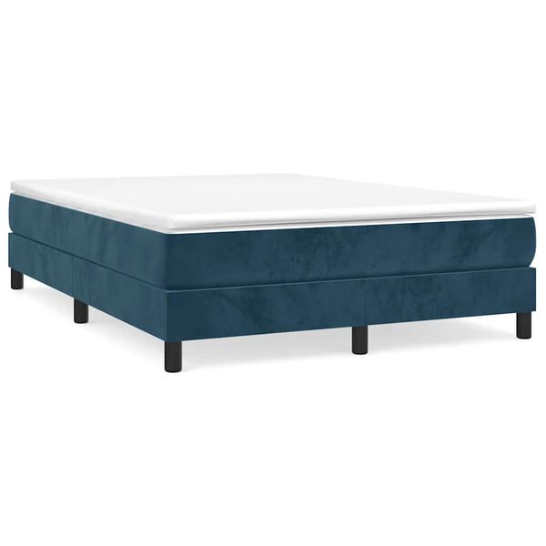 vidaXL Boxspringbett mit Matratze Dunkelblau 140x190 cm Samt