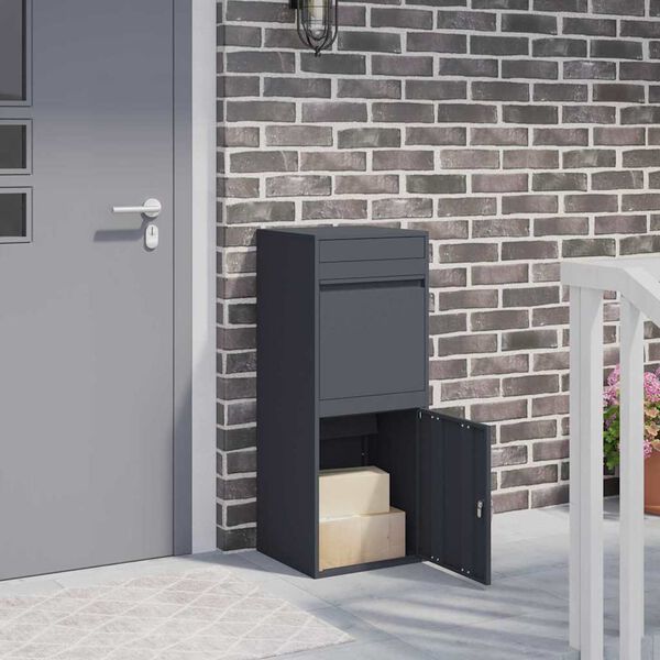vidaXL Paketdrop-Box mit Speicher Anthrazit 41 x 38 x 103 cm Stahl