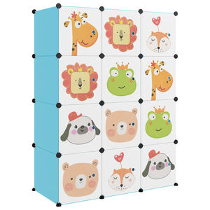 vidaXL Kinderschrank Modular mit 12 W&uuml;rfeln Blau PP