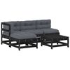 vidaXL 5-tlg. Garten-Lounge-Set mit Kissen Schwarz Massivholz