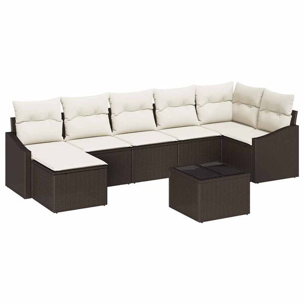 vidaXL Sofa Set mit Kissen 8 pcs Braun Poly Rattan