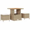 vidaXL Gartensofa-set mit Kissen mit Speicher 9 pcs Beige Poly Rattan