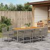 vidaXL Garten Essgruppe 9 pcs Grau Poly-Rattan