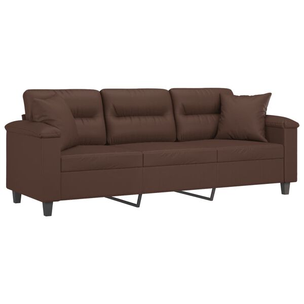 vidaXL 3-Sitzer-Sofa mit Kissen Braun 180 cm Kunstleder