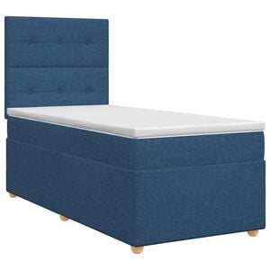 vidaXL Boxspringbett mit Matratze mit Kopfteil Blau 80 x 200 cm Stoff