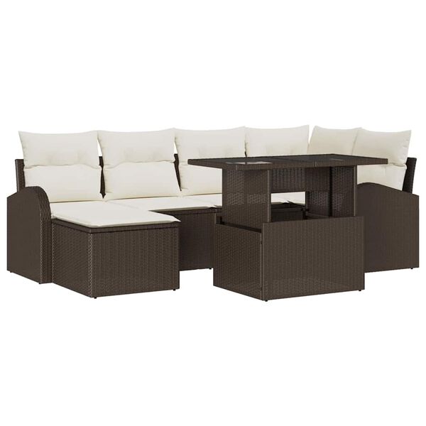vidaXL Garten-Sofa-Set mit Kissen 7 pcs Braun und Creme