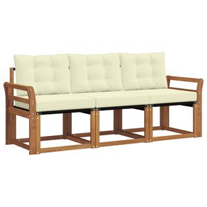 vidaXL Outdoor-Sofagarnitur 3 stk. 3-Sitzer Natur und Creme