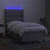vidaXL Boxspringbett mit Matratze & LED Hellgrau 100x200 cm Stoff