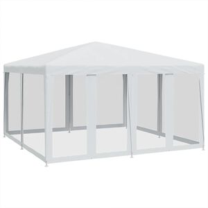 vidaXL Partyzelt mit 8 Mesh-Seitenteilen Wei&szlig; 4x4 m HDPE