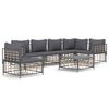 vidaXL 7-tlg. Garten-Lounge-Set mit Kissen Anthrazit Poly Rattan