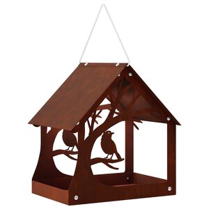 vidaXL H&auml;ngendes Vogelfutterhaus Wetterfeststahl Rostoptik