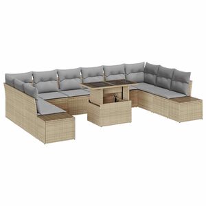 vidaXL Garten-Sofa-Set mit Kissen 11 pcs Beige und Hellgrau