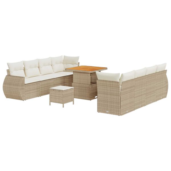 vidaXL Garten-Sofa-Set mit Speicher 11 pcs Beige Poly Rattan
