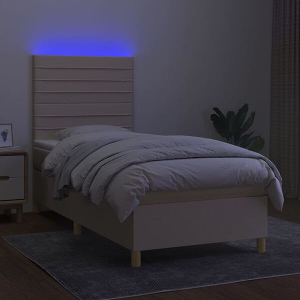 vidaXL Boxspringbett mit Matratze & LED Creme 80x200 cm Stoff