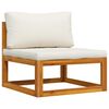 vidaXL Modular-Mittelsofa mit Cremewei&szlig;en Kissen Akazie Massivholz