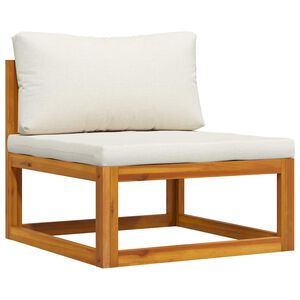 vidaXL Modular-Mittelsofa mit Cremewei&szlig;en Kissen Akazie Massivholz