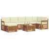 vidaXL Ecksofa Set mit Kissen 8 pcs Natur und Creme Massivholz Akazie