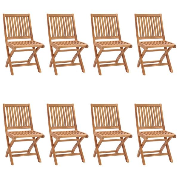 vidaXL Klappbare Gartenst&uuml;hle 8 Stk. Massivholz Teak