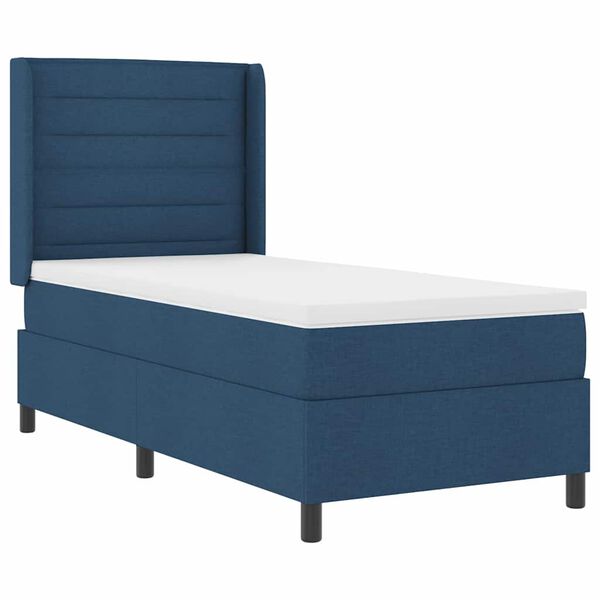 vidaXL Boxspringbett mit Matratze mit Kopfteil Blau 190 x 90 cm Stoff