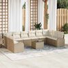 vidaXL Sofa Set mit Kissen 11 pcs Beige und Creme Poly-Rattan