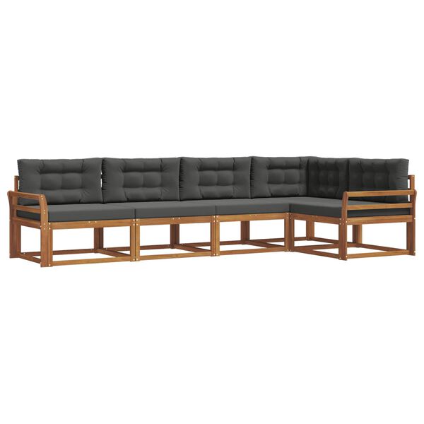 vidaXL Outdoor-Sofagarnitur mit Kissen 5 pcs Natur und Anthrazit