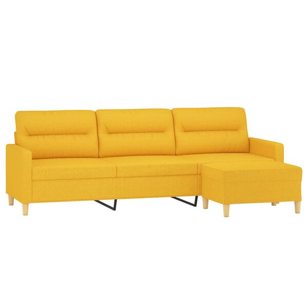vidaXL 3-Sitzer-Sofa mit Hocker Hellgelb 210 cm Stoff