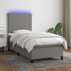 vidaXL Boxspringbett mit Matratze & LED Dunkelgrau 90x200 cm Stoff