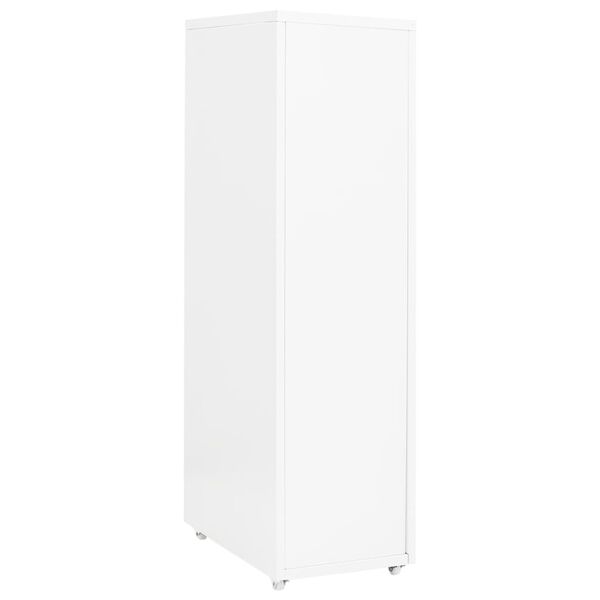 vidaXL Aktenschrank mit Rollen Weiß 28x41x109 cm Metall