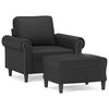 vidaXL Sessel mit Hocker Schwarz 60 cm Kunstleder