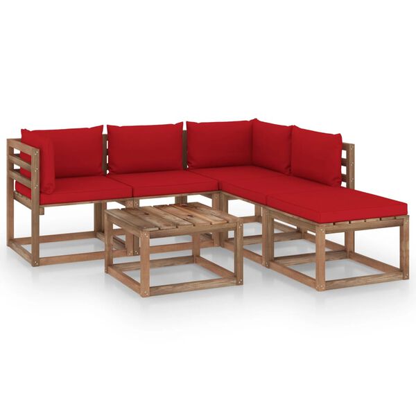 vidaXL 6-tlg. Garten-Lounge-Set aus Paletten mit Kissen Kiefernholz