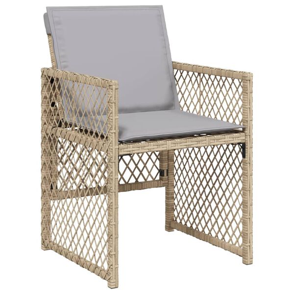 vidaXL 9-tlg. Garten-Essgruppe mit Kissen Beigemischung Poly Rattan
