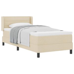 vidaXL Boxspringbett mit Matratze mit Kopfteil Creme 190 x 90 cm Stoff